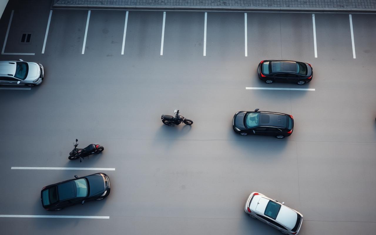 Aerial view of a parking lot